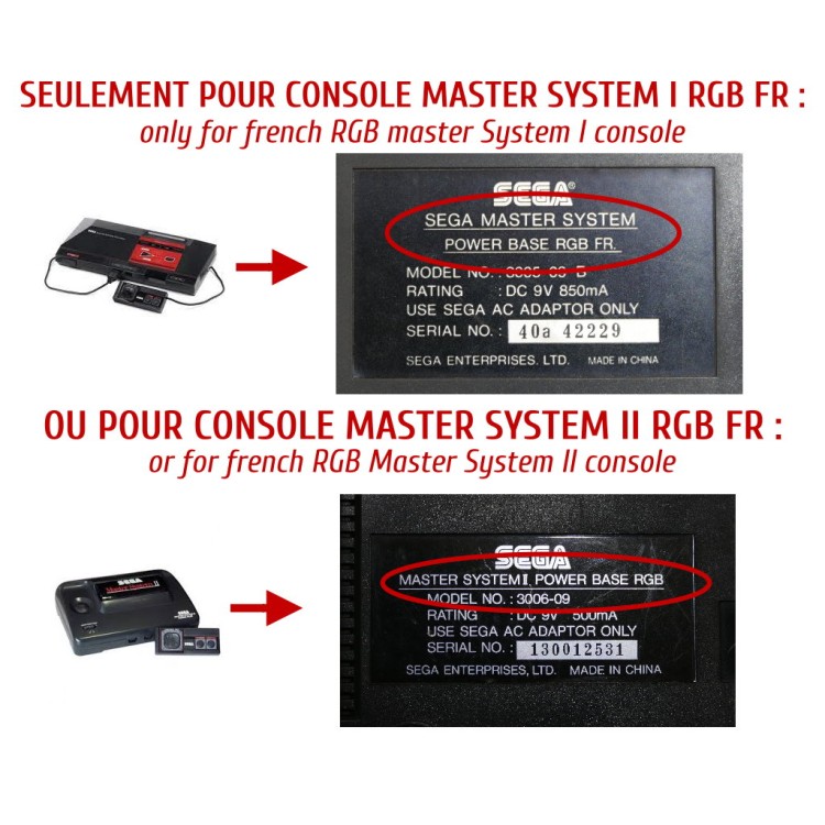 Premium RGB scart cable for French Master System I or II